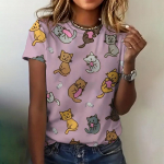 Naiste riided Armas T-s&auml;rk Suvine Crewneck L&uuml;hikeste Varrukatega Kassimustriline Top Avar vaba vabaaja Mugav Riietus Naiste T-s&auml;rk XS