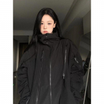 Harajuku must naiste jope veekindel Y2k t&auml;navariietus mantel Vintage esteetiline anorak Oversize &otilde;ue tuulejope Korea S