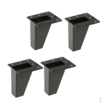 Metal Furniture Dampproof Sofa Leg Cupboard Cabinet Couch Plinth Feet Holder Set - black, 8cm