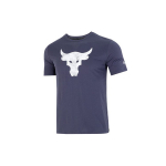 Under Armour Project Rock Brahma Pulli Graafilise Prindiga &Uuml;mmarguse Kaelusega Treening T-s&auml;rk Meeste Topid Tumesinine 1361733-558 L