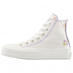 Converse Chuck Taylor All Star Lift Platvorm K&otilde;rged Siksakilised &Auml;&auml;red Tikitud Lilled Naiste Tennised Valge Vintage-Valge Lilla-Heat A13528C 35