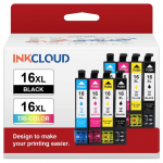 Cartouche d'encre 16XL,pour Epson 16 XL WF-2010 WF-2510 2520 2530 2540 2630 WF-2650 WF-2660 WF-2750 WF-2760 WF-2010W 2BK 2C 2M 2Y
