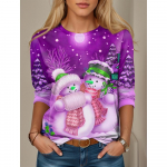 J&otilde;ulud Lumememm Naiste T-s&auml;rk O kaelus Suur Pullover Naiste Peoriided Igap&auml;evane T&auml;nava Pusa vabaaja pikkade varrukatega 8XL