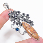 Natural Ghost Eye Jasper, Topaz 925 Sterling Silver Jewelry Pendant 3.43 p5b72