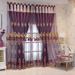 Pimendavad Kardinad UV-kaitsega] Elegantne Beež Tikitud Kahekihiline Pimendav Kardin UV-kaitsega - Vardatasku Disain Lihtsaks Riputamiseks 170*270CM lilla