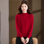 Women's 100% Pure Wool Half-High Collar Sweater M