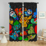 P-pokemones Koduinterj&ouml;&ouml;ri Kardinad Elutoa Akna Kardinad Vaheseinakardinad 2 t&uuml;kki Halloweeni Dekoratsioon Varjud Kaamera W107xH160cmx2pcs-CL