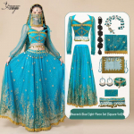 Printsess Jasmiini kost&uuml;&uuml;m naistele - Eksootiline India tantsu ja k&otilde;hutantsu riietus Medium