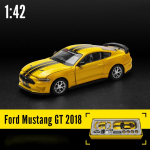1/42 Scale 2018 Ford Mustang GT Super Racing koost m&auml;nguautode sulamist survevalu metallist kollektsiooni kinkem&auml;nguasjad kastiga 1/42-Size:11.2*4.5*3.2cm