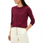Polo Ralph Lauren V&auml;ike Hobuse logo Tikitud Puuvillane &Uuml;mmarguse Kaelusega Pikkade Varrukatega T-s&auml;rk Naiste topid 211757946-009 S