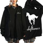 Deftones Valge T&otilde;mblukuga Huppar Hip Hop Rock B&auml;ndi T&otilde;mblukuga Dressipluus Harajuku Suured Pikkade Varrukatega Hupparid Joped T&otilde;mblukuga Streetwear M must