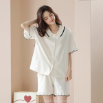 Kevad- ja suve puuvillased pidžaamad naistele l&uuml;hikeste varrukatega pealepandav puuvillane &otilde;huke tr&uuml;kiga koduriiete komplekt 2XL