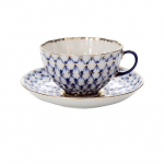 Lomonossovi keiserlik portselan sinise v&otilde;rgumustriga tass ja alustass