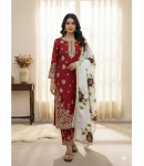 Naiste disaineri valmis kandmiseks Salwar &uuml;likond India Pakistani Bollywoodi tikitud Salwar Kameez komplekt M punane