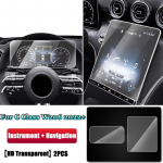 2 Pcs Car GPS Navigation Screen Film trument Tempered Glass Protective Film For Mercedes Benz C-Class W206 +