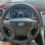 hand-stitched Black Leather non-slip Car Steering Wheel Cover For Hyundai Sonata 8 2011 2012 2013 2014 Auto Parts Red line style