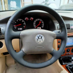 for Volkswagen VW Passat B5 1996-2005 Golf 4 1998-2004 hand stitched leather Peach wood grain car steering wheel cover style 2 black