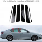 6 tk S&uuml;sinikkiust Pilaripostid Ukseakna Liistukatted BC-veeru Kleebised Skoda Octavia Mk3 jaoks (5E) 2014- Autotarvikud must