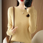 Naiste kampsun MODERN UUS SAGA Talvine Kootud Pullover S&uuml;gis Pehme Soe Villane Kampsun Pikkade Varrukatega Kootud Topid XL kollane