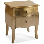 Table de chevet - VERSA - Cagliari - 2 tiroirs - Bois - Dor&eacute;