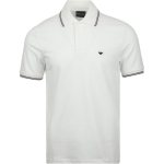 Emporio Armani Ss26 Triibulise &Auml;&auml;risega Kotka Logoga Tikitud &Auml;rikasual L&uuml;hikeste Varrukatega Polo S&auml;rk Meeste Polo S&auml;rgid Valge EM004606-AF23090-U0003 S