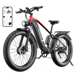 Electric bicycle Duotts F26, Dual 750W motor, 48V 20AH battery, top speed 55 km/h, cruising range 120km, 26x4.0 inch tires punane