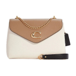 K&auml;ekott Tammie 26 Logoga Snap Poleeritud Nahast Kett-rihmaga &Otilde;la- v&otilde;i Crossbody kott Keskmine Naiste kotid Piimatee Valge C6786-IMCAH Basic Set (Bag+Dust Bag)