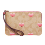 Coach Corner Zip 16 Piiratud V&auml;ljaanne V&auml;rvilise Triibu S&uuml;damekujulise Mustriga Monogramm Nahast Sidur V&auml;ike Naiste Sidur Pruun Roosa CA795-IMOT4 Basic Set (Bag+Dust Bag)