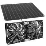 25W 12V p&auml;ikesepaneeliga ventilaator v&auml;litingimustes kasutamiseks, 2 IPX7 veekindla ventilaatoriga, lemmikloomade ja kanade puuri jahutusventilaatori komplekt must