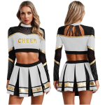 Naised Cheer Leader kost&uuml;&uuml;mid Cheer Leader vormir&otilde;ivad pikkade varrukatega Crop Top Plisseeritud A-jooneline miniseelik Tantsukleit S sinine