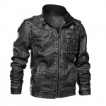 S&uuml;gis-talve br&auml;ndi nahktagi meestele Vintage Biker PU mantel P&otilde;hjuslik mootorratta jakid 3D aluskraega paksud topid M must