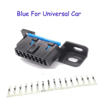 OBD pistik + Klemm + Sisestus OBD OBD2 emane pistik J1962f Pistik OBD 2 16 PIN klemmiga Sobib enamikule autodele Blue Universal gray