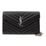 Saint Laurent Ysl Cassandre H&otilde;bedane Metallist Riistad L&uuml;lid Ikoon Eemaldatav Metallist Kett Nahast Crossbody Kott Naiste Crossbody Kott Must 377828-BOW02-1000 Shopping Bag Set(Basic Set+Shopping Bag)