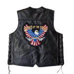 Nahast Haley vest+meeste lambanahast vest+ratsutamisvest+vest+tikitud m&auml;rk XL black