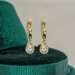 14K kullaga kaetud 925 sterlingh&otilde;bedast pisarakujulised moissaniidiga rippuvad k&otilde;rvar&otilde;ngad | Elegantne s&auml;delev rippuv ehtekomplekt naistele ja kingituseks kuld