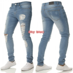 Mood Denim Meeste p&uuml;ksid Katkised teksad V&auml;ikeste s&auml;&auml;rep&uuml;kste trend Must &otilde;hukesed k&otilde;rge v&ouml;&ouml;kohaga teksad Meeste S