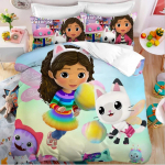 Kawaii Gabby Nukumajad Voodipesukomplekt Pehme Tekikate 1/2tk Padjap&uuml;&uuml;rikoosluses Lastele T&auml;iskasvanutele Mikrokiud Tekikate 135x200cm