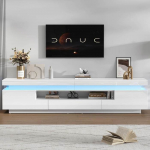 TV-alus - LEMONBEST - LED TV-alus 175 cm - L&auml;ikiv valge - 2 kapiust & 1 sahtel - Juhitav LED