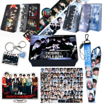 ENHYPEN DESIRE: UNLEASH Merch Kingituskarbi komplekt - 5. mini-albumi Lomo-kaardid Kleebised V&otilde;tmehoidja Pael Rinnam&auml;rk Kpopi kaup ENGENE kingitus black