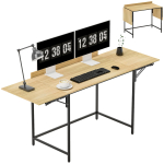 Kokkupandav arvutilaud 2 v&auml;ljat&otilde;mmatava paneeliga, palju ruumi monitoridele, metalljalad, vastupidav konstruktsioon, tamm+must 170 x 58 x 78 cm
