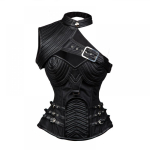 Naiste suurem&otilde;&otilde;duline nahast korsett-bustier Steampunk riietus top Vintage &uuml;ler&otilde;ivad Piraadikost&uuml;&uuml;m 6XL must