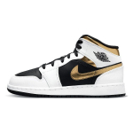 Jordan 1 Mid Valge Kuldne Must GS 554725-190 37.5