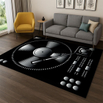 Retro vin&uuml;&uuml;lplaadi muusika DJ-teibi vaip magamistoa elutoa diivani m&auml;ngutoa uksemati kodu kaunistus, laste m&auml;nguala vaip libisemisvastane 80x120cm gray