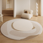 &Uuml;mmargune ala vaip Kaasaegne minimalistlik elutuba Diivani matt Paks libisemiskindel magamistuba Voodi&auml;&auml;rne vaip Kunstvill 160x160 cm faux wool pile with non-slip backing