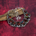 Ammolite kaelakee v&auml;&auml;riskividest ehted, 925 sterlingh&otilde;bedast kaelakee, reguleeritav k&auml;sitsi valmistatud ketiga kaelakee, kingitus naisele 18 Inches With Adjustable Chain black