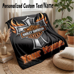 Harley-Davidson Custom Flanneli viskepadi Prindi oma nimi Tekst Pehme soe tekk P&uuml;hadekingitus 130cmx150cm