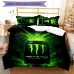 3tk Monster Energy LOGO mustriga voodipesukomplekt tekikoti komplekt sisaldab tekikotti ja padjap&uuml;&uuml;re, t&auml;iuslik aastaringselt magamistoa kaunistus ja kingitus 180cmx210cm