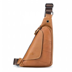 LAOSHIZI ehtsast nahast meeste rinnakotid Crossbody k&auml;ekott Triangle Messenger Shoulder Blosa telefon Small Mochila Business Travel pruun
