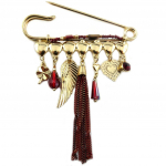 Les Tr&eacute;sors De Lily [P8409] - Kuldpunane  Acapulco  disainerpross - 90x75 mm punane