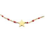 Les Tr&eacute;sors De Lily [R0208] - Collier cr&eacute;ateur acier 'Une Etoile est N&eacute;e' rouge dor&eacute; - 10x10 mm punane